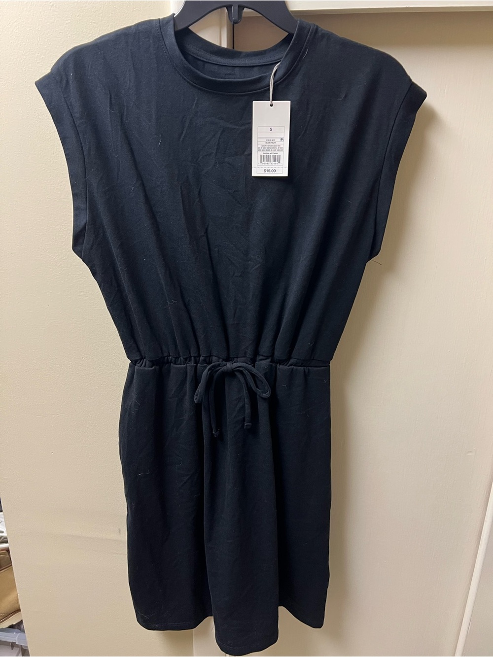 a new day Black Sleeveless Drawstring Mini Dress